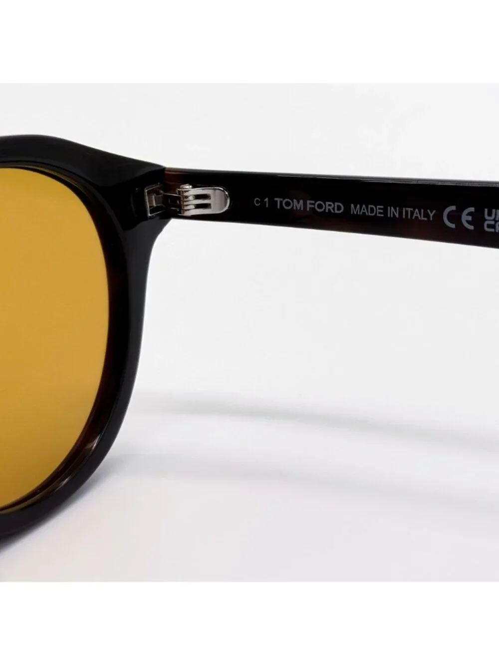 New Tom Ford TF1123 52E Round Black Yellow Men Sunglasses Authentic